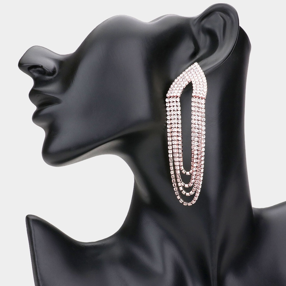 Glamorous Rose Gold Chandelier Statement Earrings
